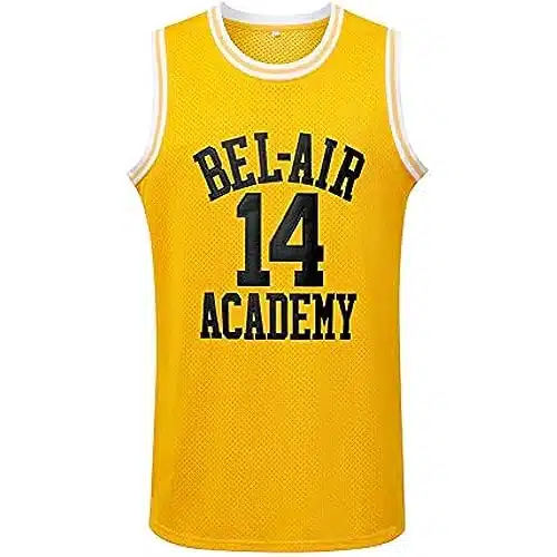 Generies #The Fresh Prince of Bel Air Academy Men Basketball Jersey, Yellow XXL