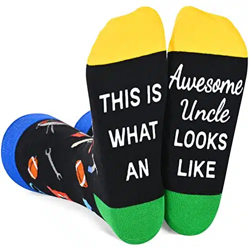 HAPPYPOP Best Father's Day Gifts Funny Socks for Men Best Uncle Gifts from Niece Nephew Cool Uncle Awesome Uncle, Novelty Silly Socks for Men