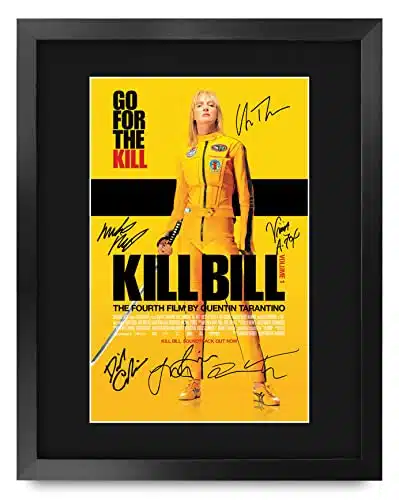 HWC Trading Framed x Print   Kill Bill Vol. The Cast Gifts Mounted Printed Poster Signed Autograph Picture for Movie Memorabilia Fans