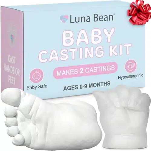 Luna Bean Baby Keepsake Hand Casting Kit   Plaster Hand Molding Casting Kit for Infant Hand & Foot Molding   Baby Casting Kit for First Birthday, Christmas & Newborn Gifts   (Clear Sealant   Gloss)
