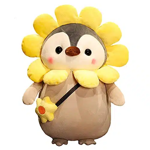 Seyomi MELECERi Cute Penguin Flower Plush Stuffed Animal Penguin Plushies with Yellow Flower Outfit,Gifts for Kidsï¼inchesï¼