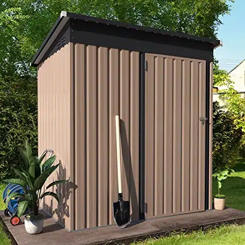 AECOJOY ' x ' Outdoor Storage Shed, Small Metal Shed (Sq.Ft Land) with Design of Lockable Door, Utility and Tool Storage for Garden, Backyard, Patio, Outside use.