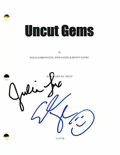 Adam Sandler & Julia Fox Cast Signed Autograph Uncut Gems Full Movie Script Rare   Movie Scripts