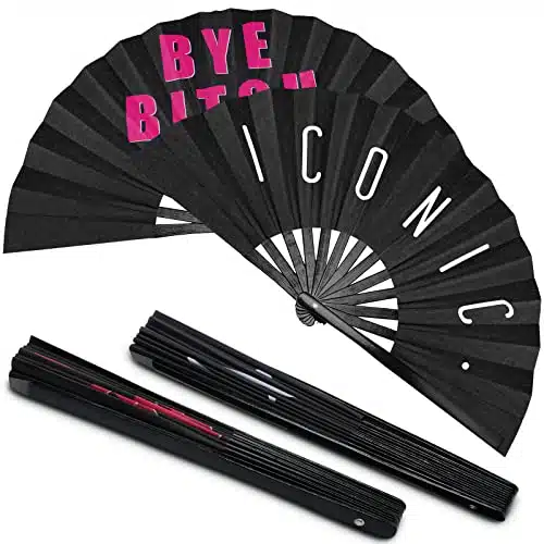 Amyhill Rave Fan Packs Large Folding Hand Fan Festival Fan Bamboo Chinese Iconic Fan with Voice for Men and Women Party Performance, Dance, Decorations, Gift, Inch (Novelty Style)