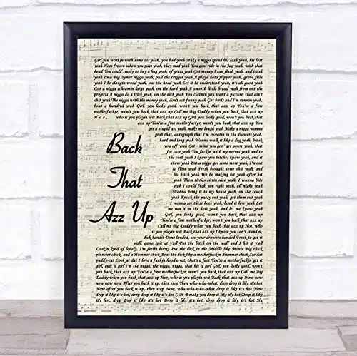 Back That Azz Up Vintage Script Song Lyric Quote Music Poster Gift Present Wedding Song Art Print