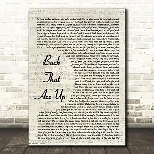 Back That Azz Up Vintage Script Song Lyric Quote Music Print