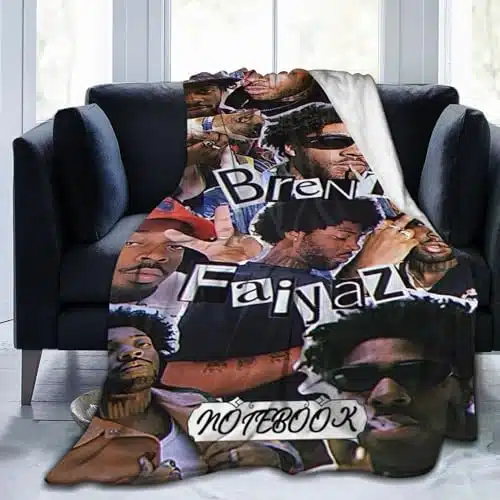 Brent Rapper Faiyaz Singer Throw Blanket Cozy Flannel Travel Blankets Ultra Soft Plush Bedding Gift Lightweight Blankets for Bed X