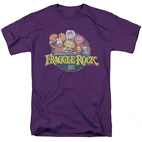 Fraggle Rock Cartoon Cast T Shirt & Stickers (Purple) X Large