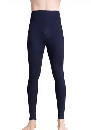 Grenasasilk Mens Merino Wool + Silk Base Layer Cold Weather Thermal Leggings Long Johns Underwear Wool Pants Dark Blue Large