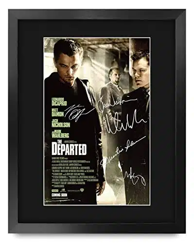 HWC Trading Framed x Print   The Departed Movie Poster The Cast Signed Gift Mounted Printed Autograph Film Gifts Photo Picture Display