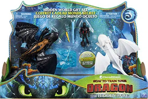 How to Train Your Dragon The Hidden World Gift Set Toothless and Lightfury Dragons with Armored Hiccup the Viking Action Figure
