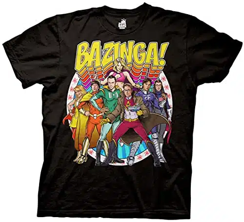 Ripple Junction Big Bang Theory Bazing Group Comic Heros Photo Adult T Shirt XX Large Black