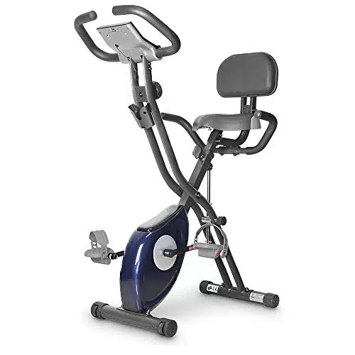 leikefitness LEIKE X Bike Ultra Quiet Folding Exercise Bike, Magnetic Upright Bicycle with Heart Rate,LCD Monitor and easy to assemble (BLUE)