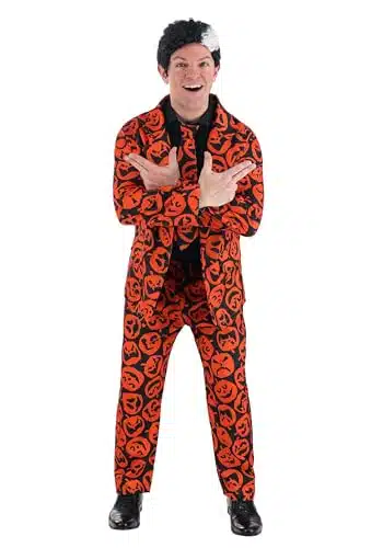 Iconic SNL David S. Pumpkins Suit for Adults, Orange Pumpkin Blazer Costume, TV Character Cosplay Dress Up M